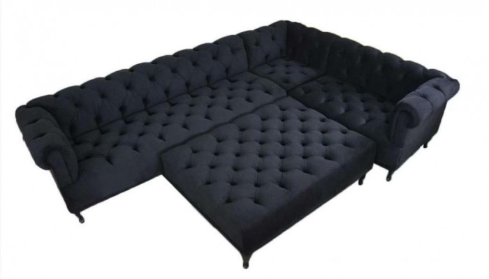 Hoekbank Chesterfield Design Bank Bekleding Hoekbank + Voetenbank Hoekbank