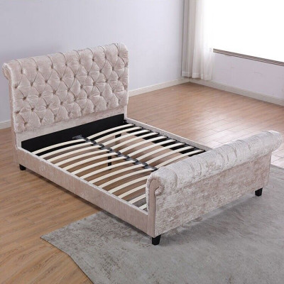 Modern beige Chesterfield bed ontwerper tweepersoonsbed luxe meubels