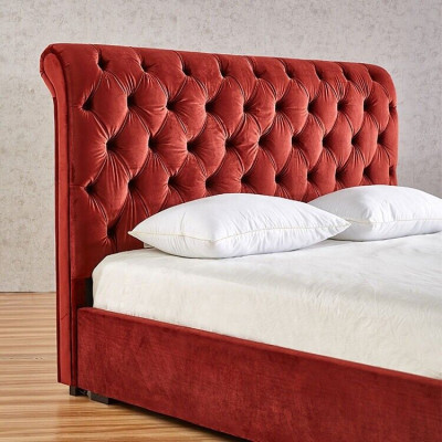 Koninklijk rood slaapkamer Chesterfield tweepersoons bed gestoffeerde bedden luxe ontwerp