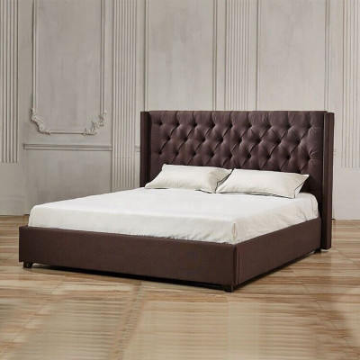 Slaapkamer bed 200x200cm gestoffeerde bedden Chesterfield textiel stof