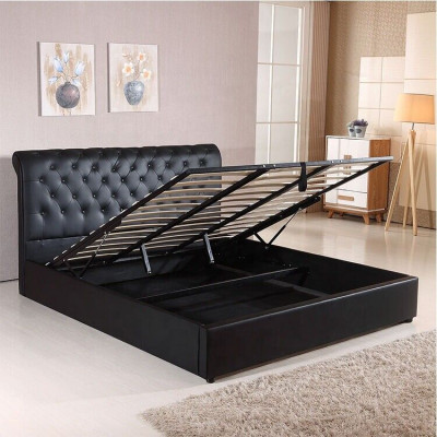 Zwart luxe Chesterfield designer tweepersoonsbed gestoffeerd bed