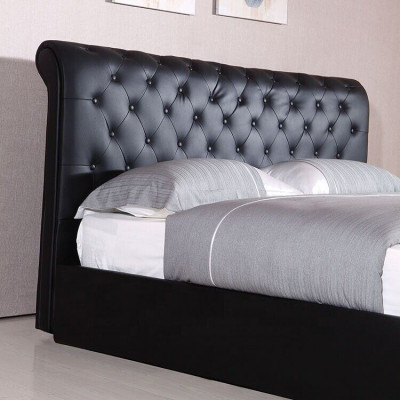 Zwart luxe Chesterfield designer tweepersoonsbed gestoffeerd bed