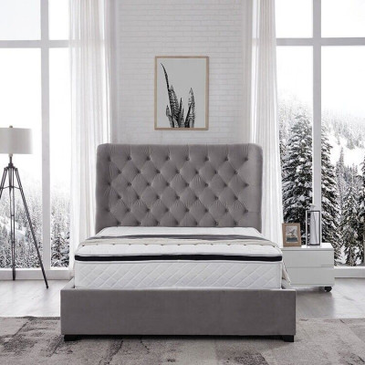 Luxe grijs designer tweepersoonsbed gestoffeerde bedden