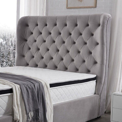Luxe grijs designer tweepersoonsbed gestoffeerde bedden