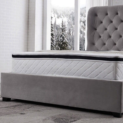 Luxe grijs designer tweepersoonsbed gestoffeerde bedden