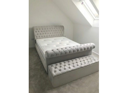 Engels designer slaapkamer gestoffeerde bedden tweepersoonsbed hotel chesterfield
