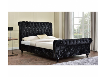 Zwart bed Chesterfield gestoffeerde bedden slaapkamer XXL Big 140x200