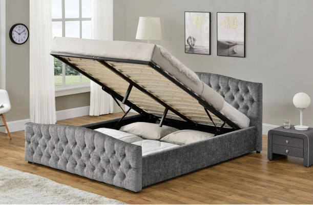 Chesterfield bed ontwerp slaapkamer Engelse bedden 180x200 textiel bekleding