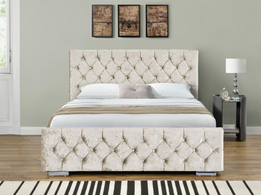 Wit textiel Chesterfield bed slaapkamer tweepersoonsbedden Modern bed