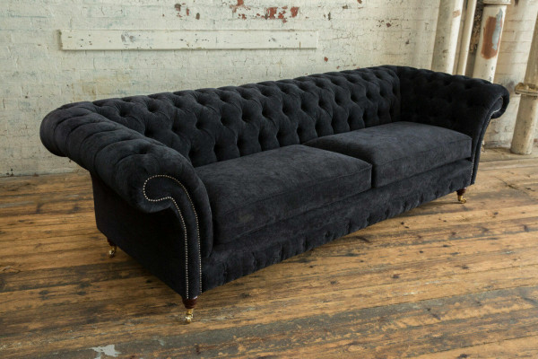 Hoogwaardige Chesterfield bank gestoffeerde vierzits textiel bank XXL stof.