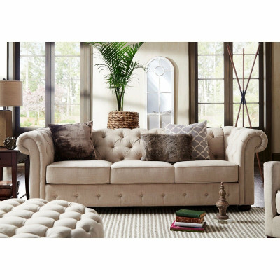 Landhuis stijl meubelen - Chesterfield bankstel 3+2 set stof