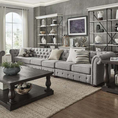 Chesterfield woonkamer gestoffeerde meubels bank bank vijfzitter textiel  Chesterfield woonkamer gestoffeerde meubels bank bank vijfzitter textiel