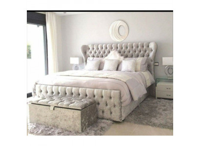 Wit Chesterfield-bed Slaapkamer Bedden Textiel Leder Hotel Luxe
