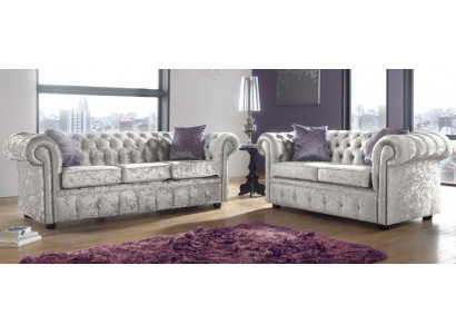 Bankstel Chesterfield 3+2-zitter Klassieke barok rococo bank Textiel leer