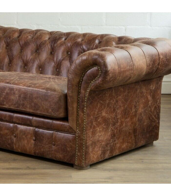 Braun Chesterfield 3-zits Klassieke Luxe Barok Bankstel Stof Leder Bank Stijl