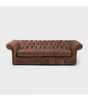 Braun Chesterfield 3-zits Klassieke Luxe Barok Bankstel Stof Leder Bank Stijl