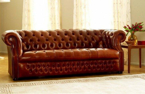 Bruine Chesterfield driezits Designer Bank Stijlvolle Bankstel