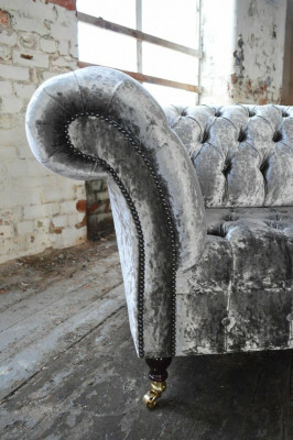 Driepersoons Zilveren Bank Bekleding Design Bank 3-zits Chesterfield Bank