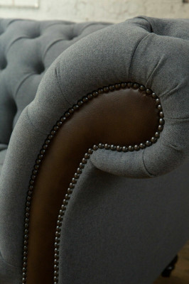 Ontwerp Chesterfield Sofa 4-zits Grijs Bank Kussen Leren Banken Woonkamer Nieuw