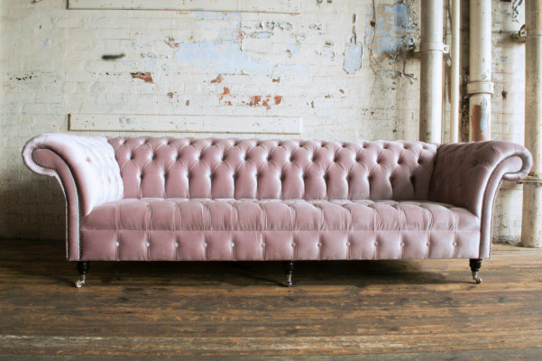 Chesterfield Bank xxl grote bank banken fluweel leder textiel bekleding 4 zits nieuw