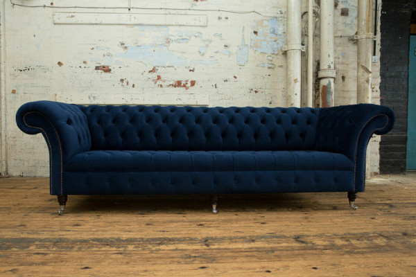 Chesterfield Sofa Fluweel Vierzits Design Banken Beklede Banken Bank Fluweel 265cm