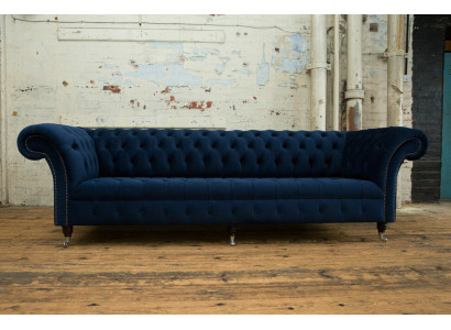 Chesterfield Sofa Fluweel Vierzits Design Banken Beklede Banken Bank Fluweel 265cm