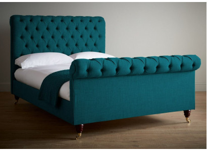 Turkoois Chesterfield tweepersoonsbed Designer Slaapkamer gestoffeerde bedden