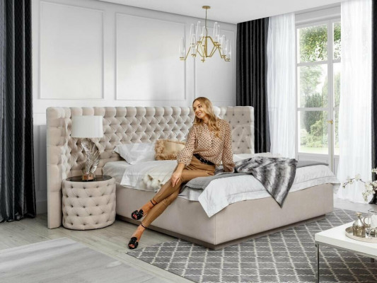 Chesterfield bed luxe slaapkamer hotel decoratie gestoffeerde bedden met knopen