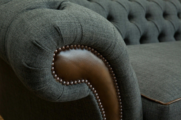 Chesterfield Bank Bank Beklede banken Banken Vierzitter Stof 265cm Zitkussen