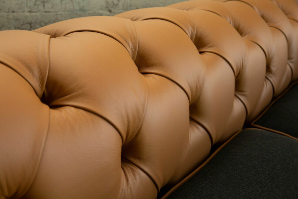 Bruine Chesterfield bank 4-zits bankstel Fluweel Leder design