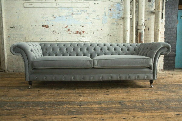 Chesterfield 4-zits gestoffeerde bank Moderne stijl Leder Stof Bank Sofa's Textiel