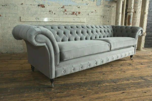 Chesterfield 4-zits gestoffeerde bank Moderne stijl Leder Stof Bank Sofa's Textiel