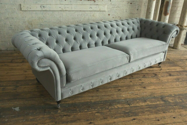 Chesterfield 4-zits gestoffeerde bank Moderne stijl Leder Stof Bank Sofa's Textiel