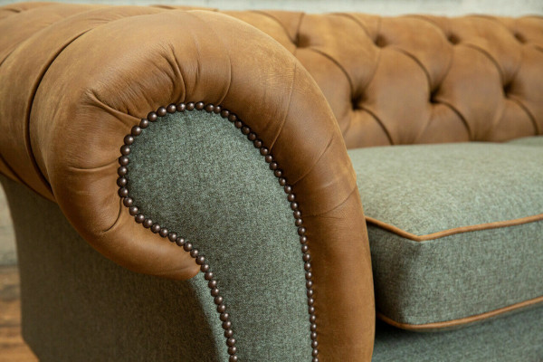 Designer bank 3-zits bank gestoffeerde banken stoffen woonkamer textielbank