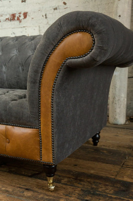 Grijsbruine Chesterfield bank ontwerper 4-zits luxe bankstellen