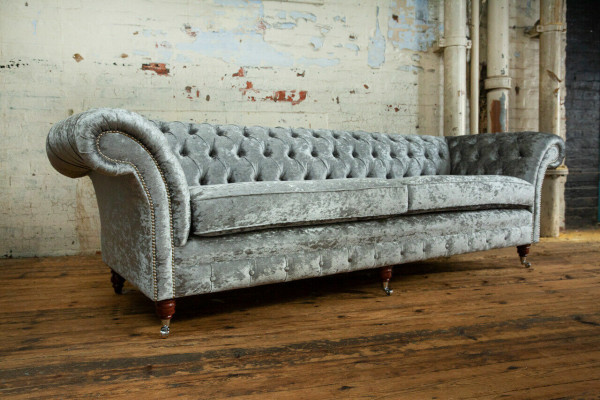 Chesterfield Grijze Bankstel Vierzitter Designer 4-Zit Bank