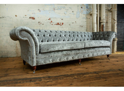 Chesterfield Grijze Bankstel Vierzitter Designer 4-Zit Bank