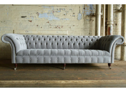 Klassieke Chesterfield bank 4 zits banken banken leer grijs ontwerp bekleding