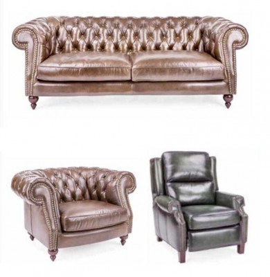 Chesterfield 3+2+1 Zits bankstel bank bankstel bank lederen bankstel Nieuw