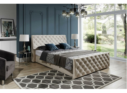 Chesterfield bed bedden leer 180x200cm gestoffeerd huwelijksontwerp leer hotelmeubels