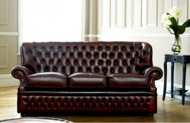 Bruine Chesterfield 3-zitsbank in antieke stijl designer woonkamerbank