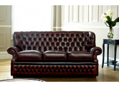 Bruine Chesterfield 3-zitsbank in antieke stijl designer woonkamerbank