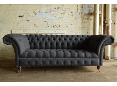 Grijze Chesterfield driezits luxe woonkamerbank met drie zitplaatsen