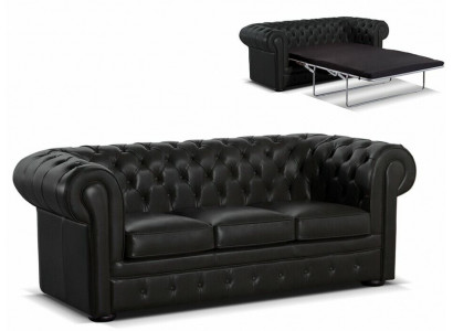Zwarte leren designer Chesterfield bank Stijlvolle 3-zitsbank