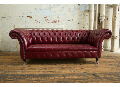 Rode Chesterfield Driezits Designer 3-zitsbank Luxe Bankstel