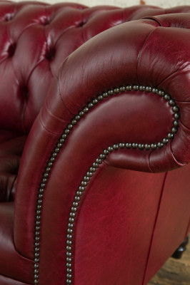Rode Chesterfield Driezits Designer 3-zitsbank Luxe Bankstel