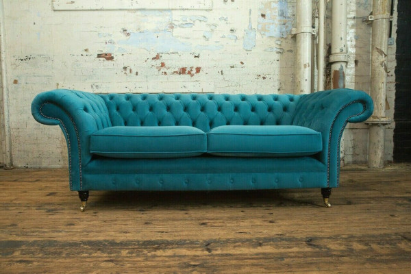 Turquoise Chesterfield bank ontwerper 3-zits luxe woonkamer bankstel