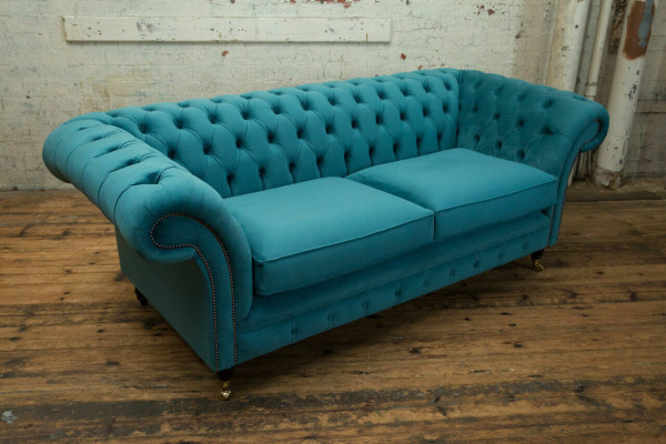 Turquoise Chesterfield bank ontwerper 3-zits luxe woonkamer bankstel