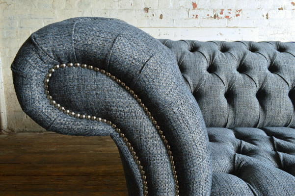 Grijze textiel Chesterfield driezits luxe 3-zitsbank designer sofa