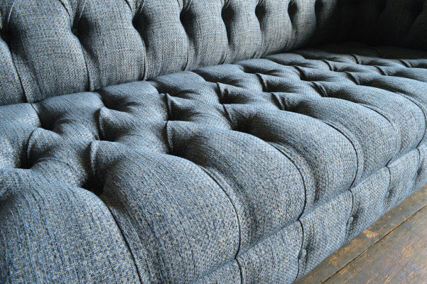 Grijze textiel Chesterfield driezits luxe 3-zitsbank designer sofa